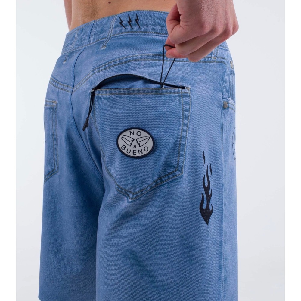 Hurley Phantom Eco Denim Board Shorts Mens 38 Blue Graphic Flame New